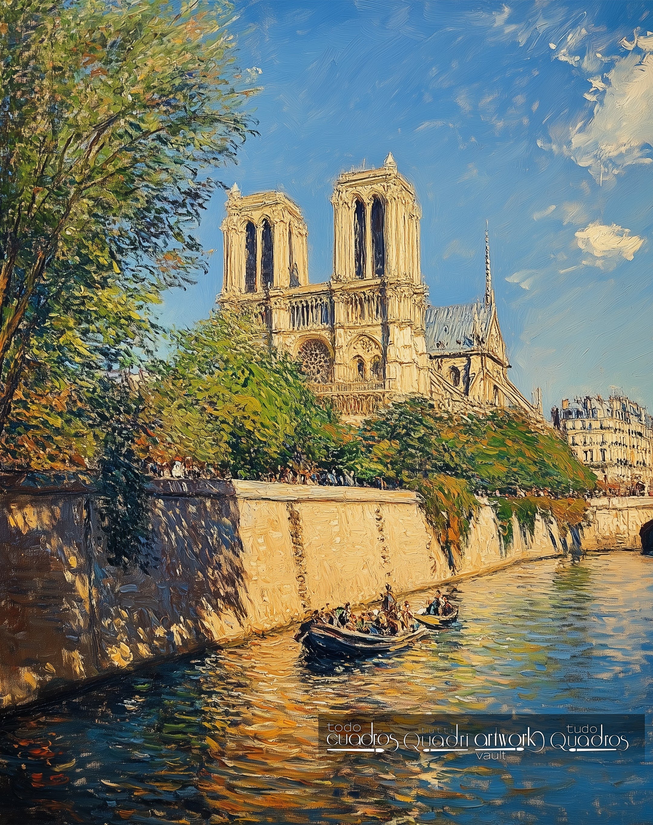 Paseo en barco bajo Notre-Dame, estilo Monet